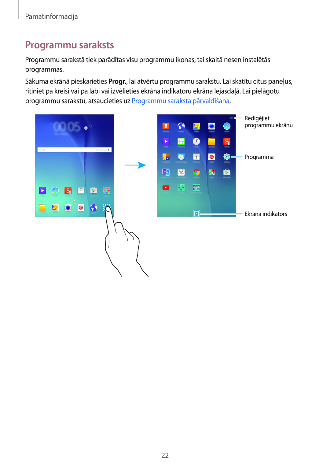 Samsung SM-P550NZKASEB manual Programmu saraksts 