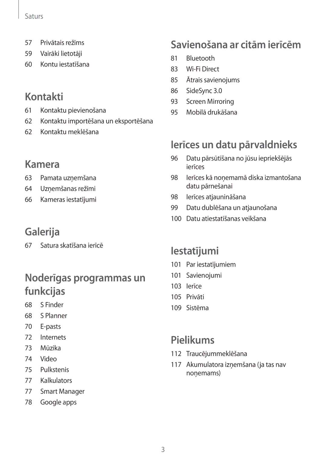 Samsung SM-P550NZKASEB manual Privātais režīms Vairāki lietotāji Kontu iestatīšana, Satura skatīšana ierīcē 