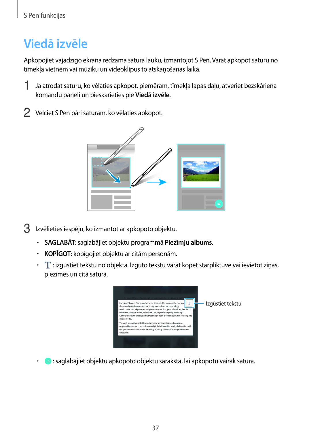 Samsung SM-P550NZKASEB manual Komandu paneli un pieskarieties pie Viedā izvēle 