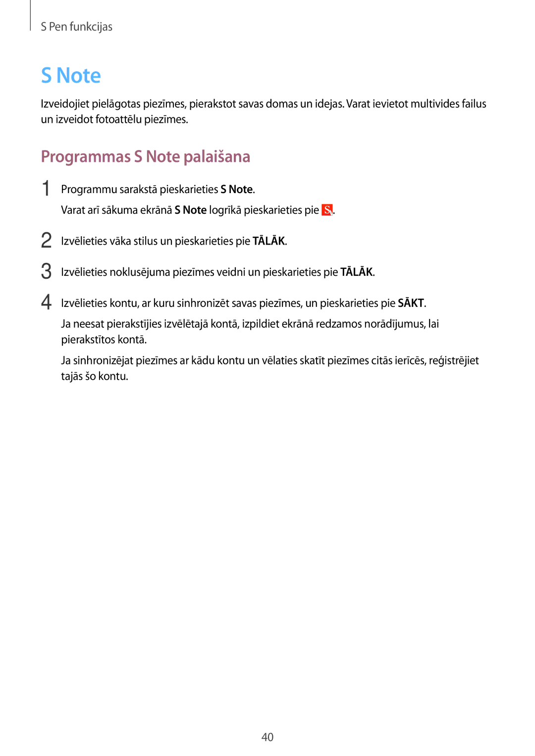 Samsung SM-P550NZKASEB manual Programmas S Note palaišana 