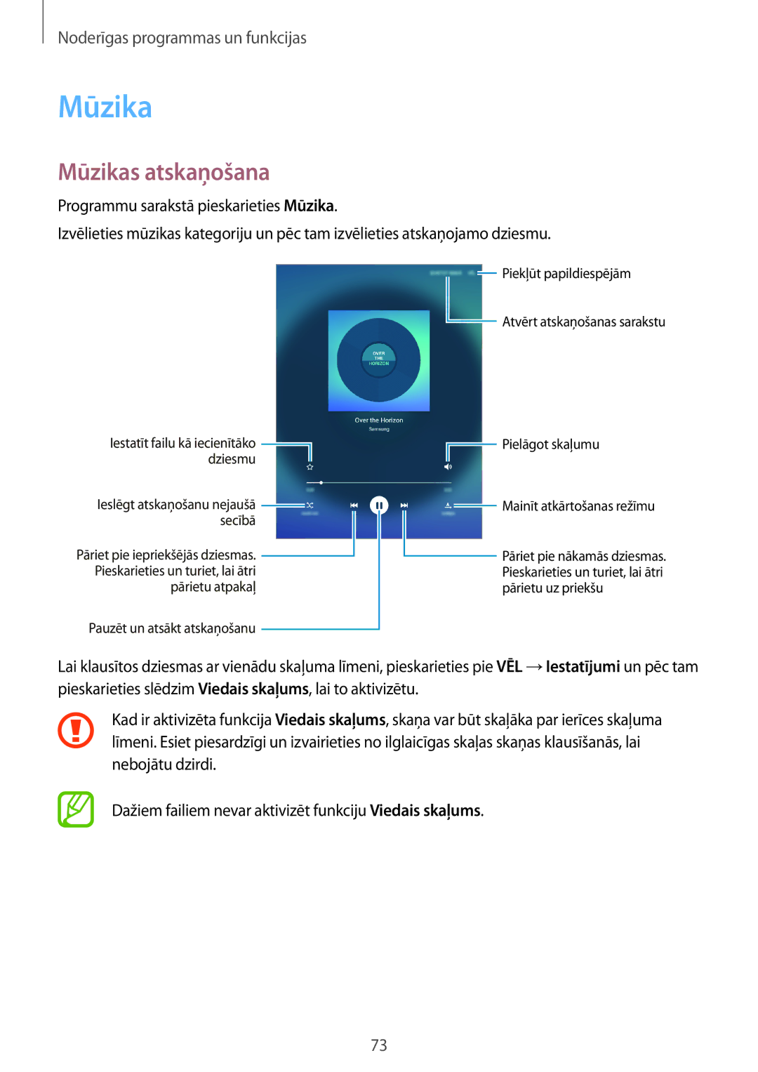 Samsung SM-P550NZKASEB manual Mūzikas atskaņošana 