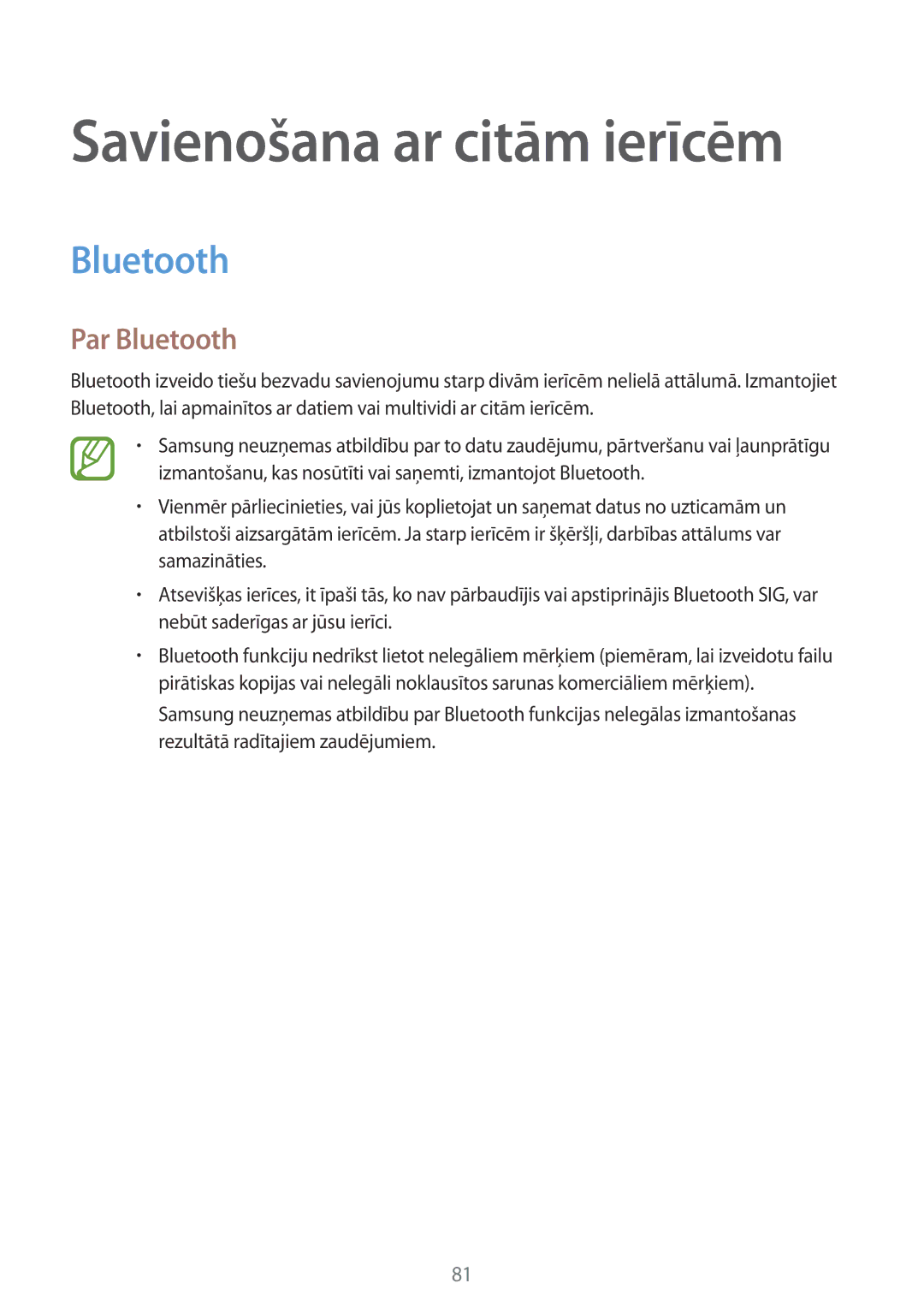 Samsung SM-P550NZKASEB manual Par Bluetooth 