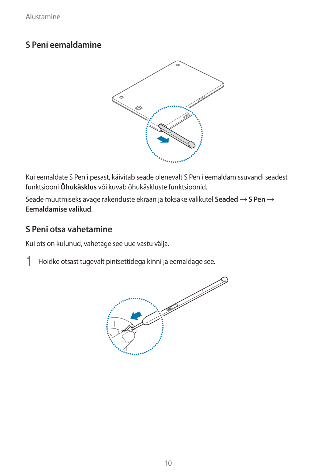 Samsung SM-P550NZKASEB manual Peni eemaldamine 