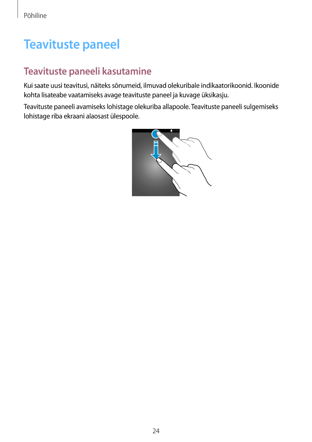 Samsung SM-P550NZKASEB manual Teavituste paneeli kasutamine 