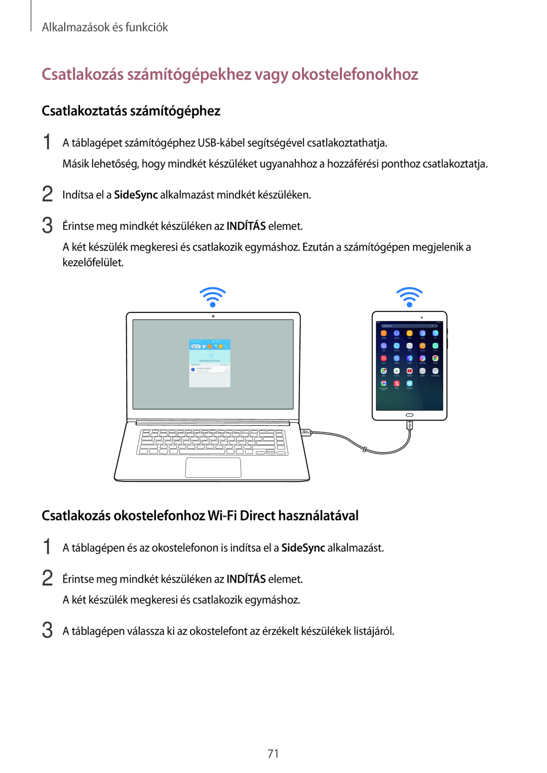 Samsung SM-P550NZKAAUT, SM-P550NZKAXEZ Csatlakozás számítógépekhez vagy okostelefonokhoz, Csatlakoztatás számítógéphez 