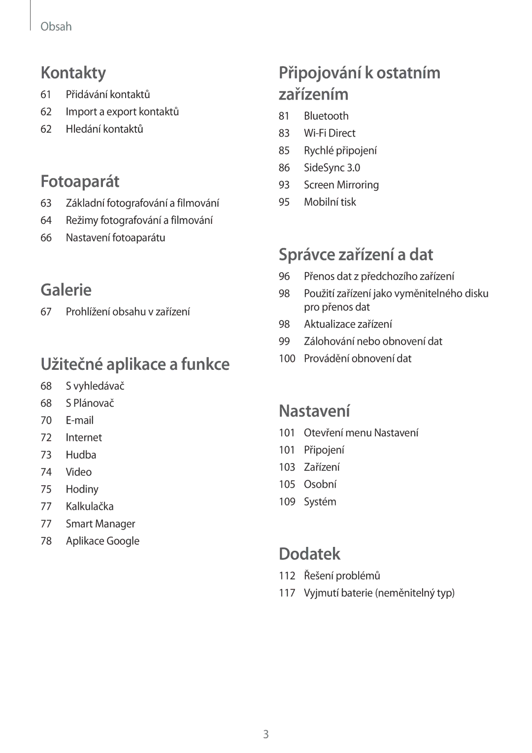 Samsung SM-P550NZKAXEZ manual Kontakty 