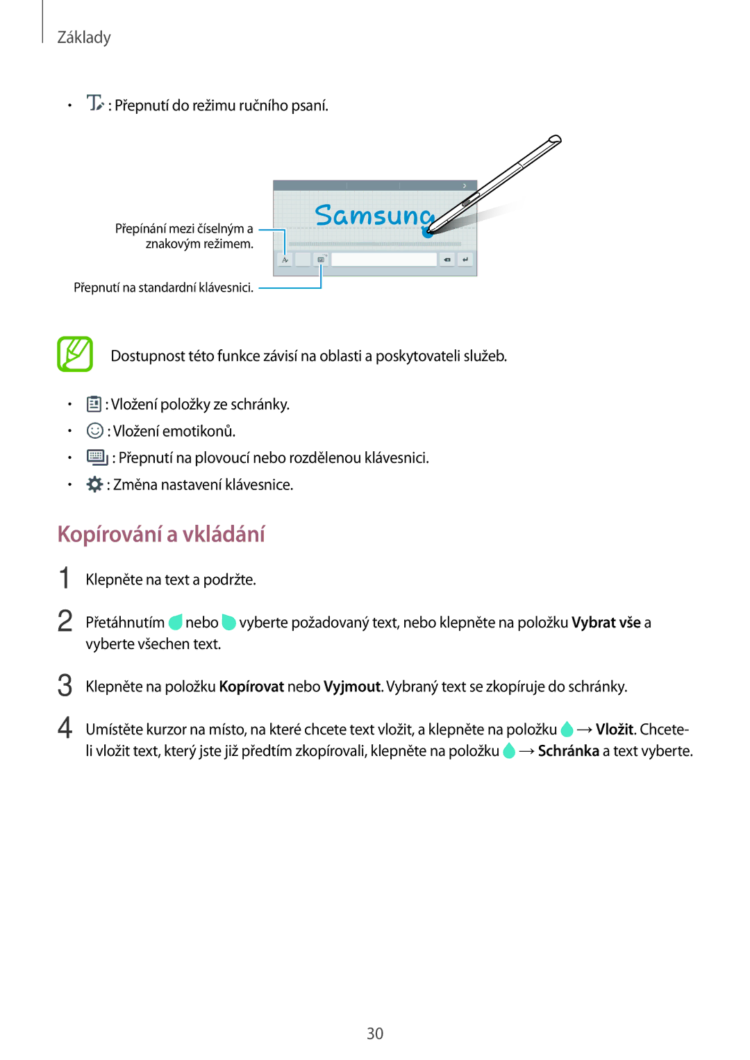 Samsung SM-P550NZKAXEZ manual Kopírování a vkládání 