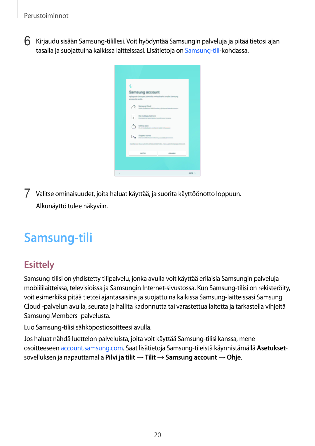 Samsung SM-P550NZWANEE, SM-P550NZAANEE, SM-P550NZBANEE, SM-T550NZWANEE manual Samsung-tili, Esittely 