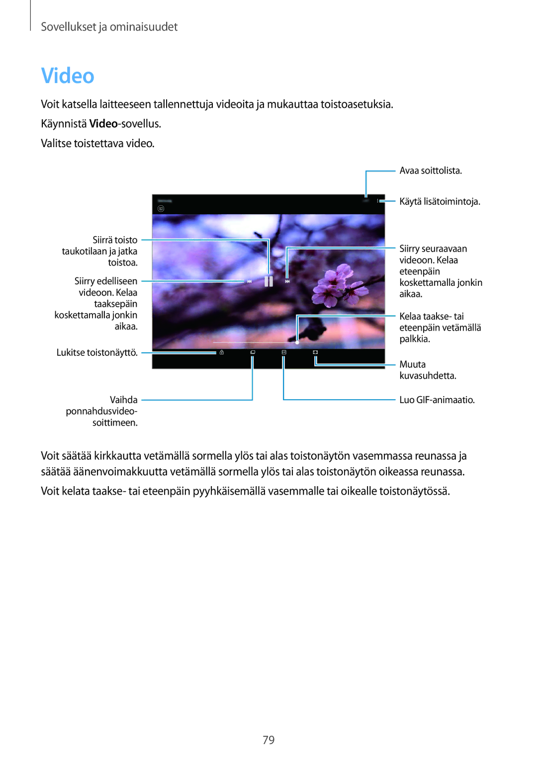 Samsung SM-T550NZWANEE, SM-P550NZWANEE, SM-P550NZAANEE, SM-P550NZBANEE manual Video 