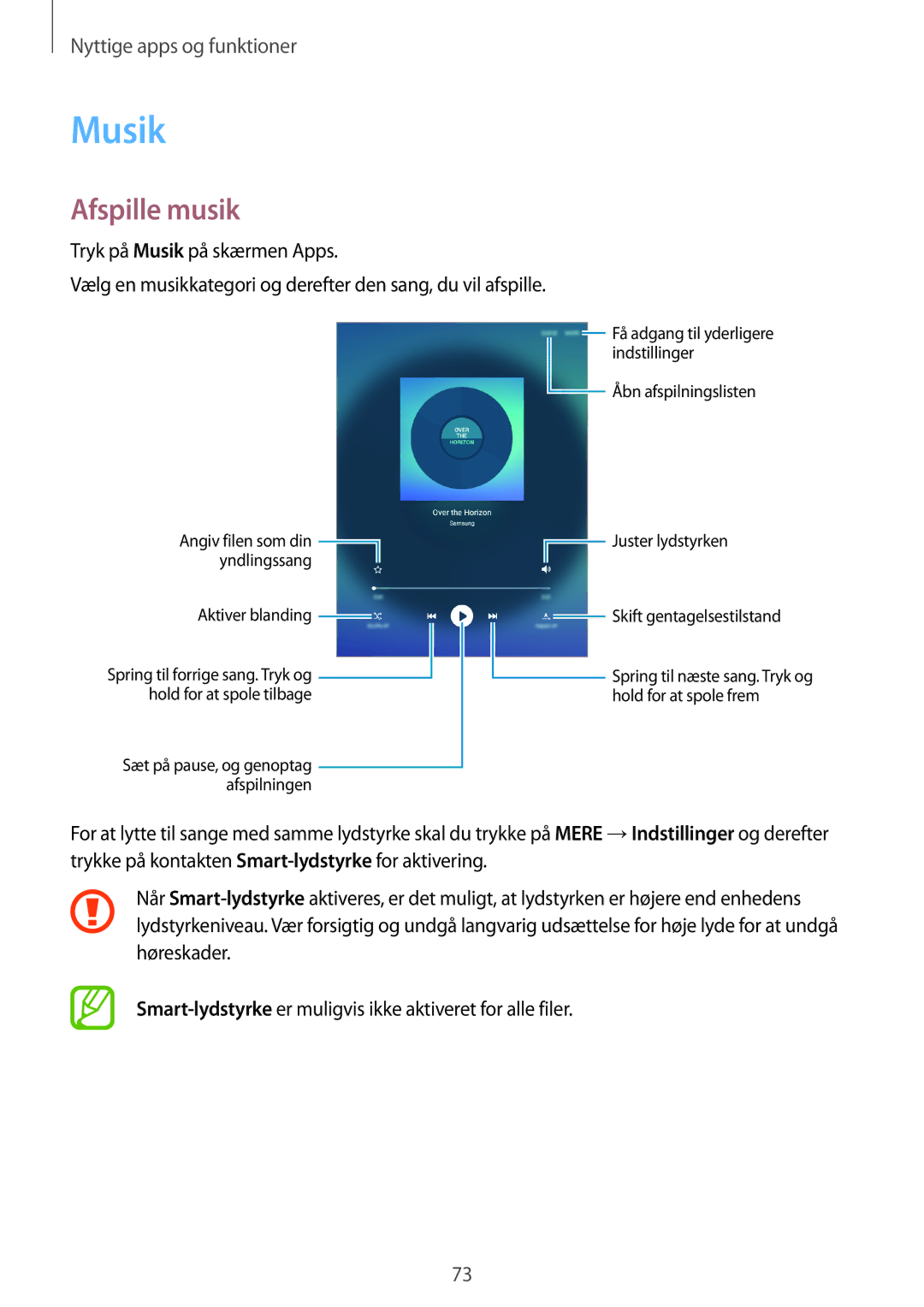 Samsung SM-P550NZAANEE, SM-P550NZWANEE, SM-P550NZBANEE manual Musik, Afspille musik 