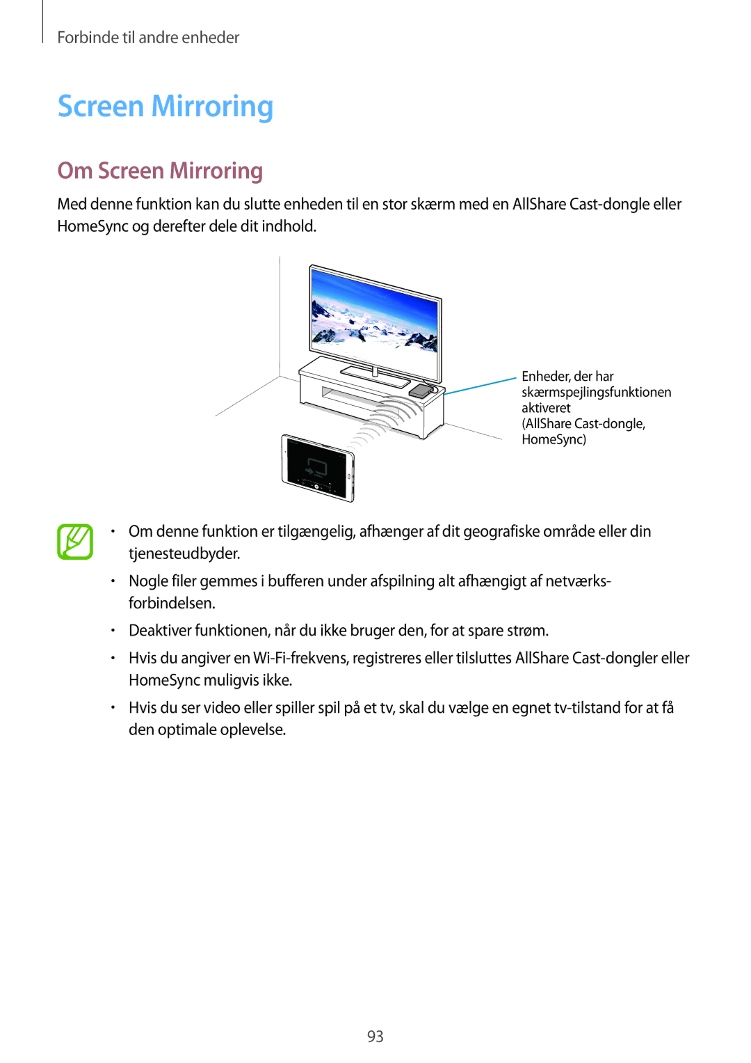 Samsung SM-P550NZWANEE, SM-P550NZAANEE, SM-P550NZBANEE manual Om Screen Mirroring 