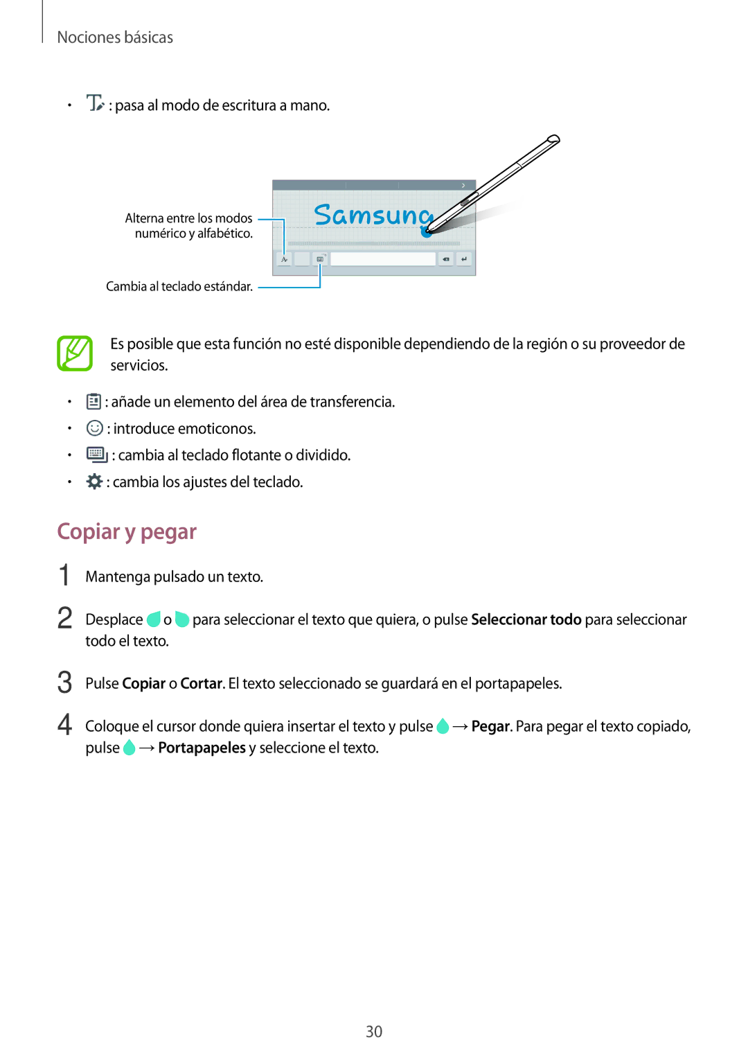 Samsung SM-P550NZWAPHE manual Copiar y pegar 