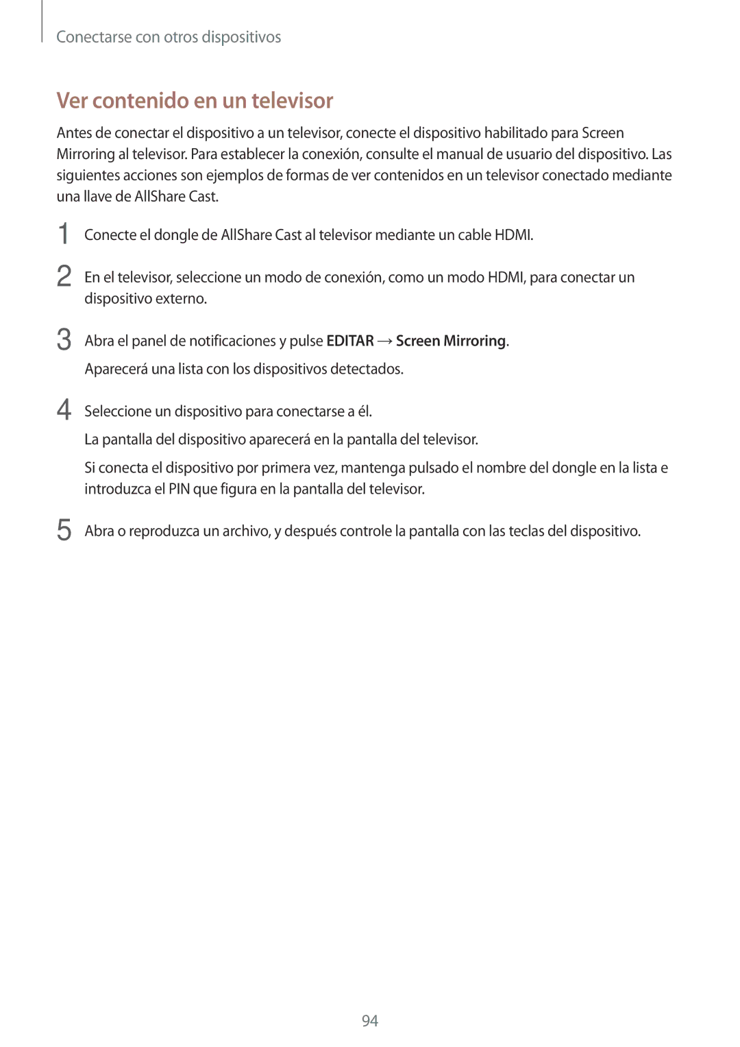 Samsung SM-P550NZWAPHE manual Ver contenido en un televisor 