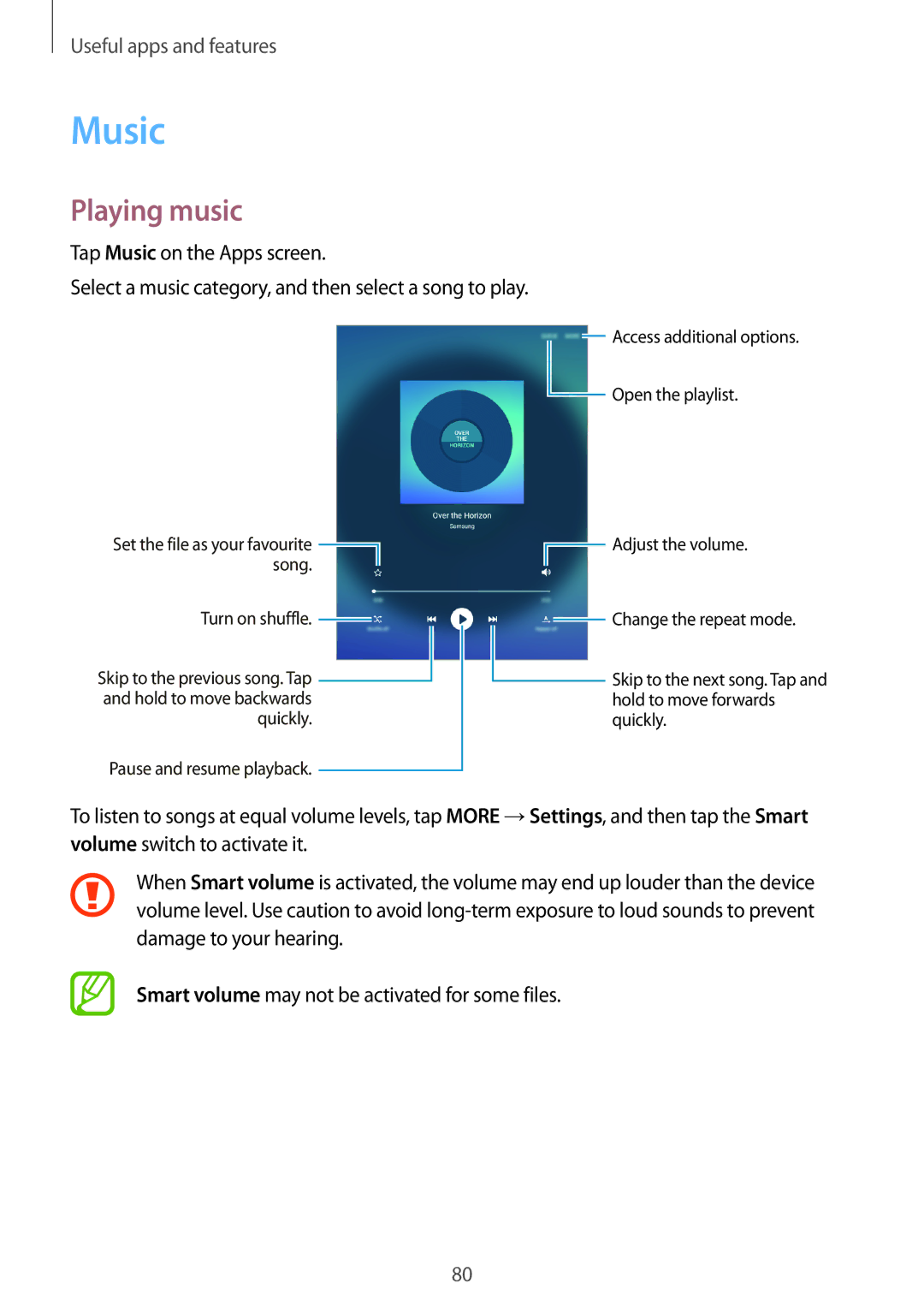 Samsung SM-P555NZWAKSA, SM-P555NZBAKSA, SM-P555NZAAKSA, SM-P555NZWAXXV, SM-P555NZAAXXV manual Music, Playing music 