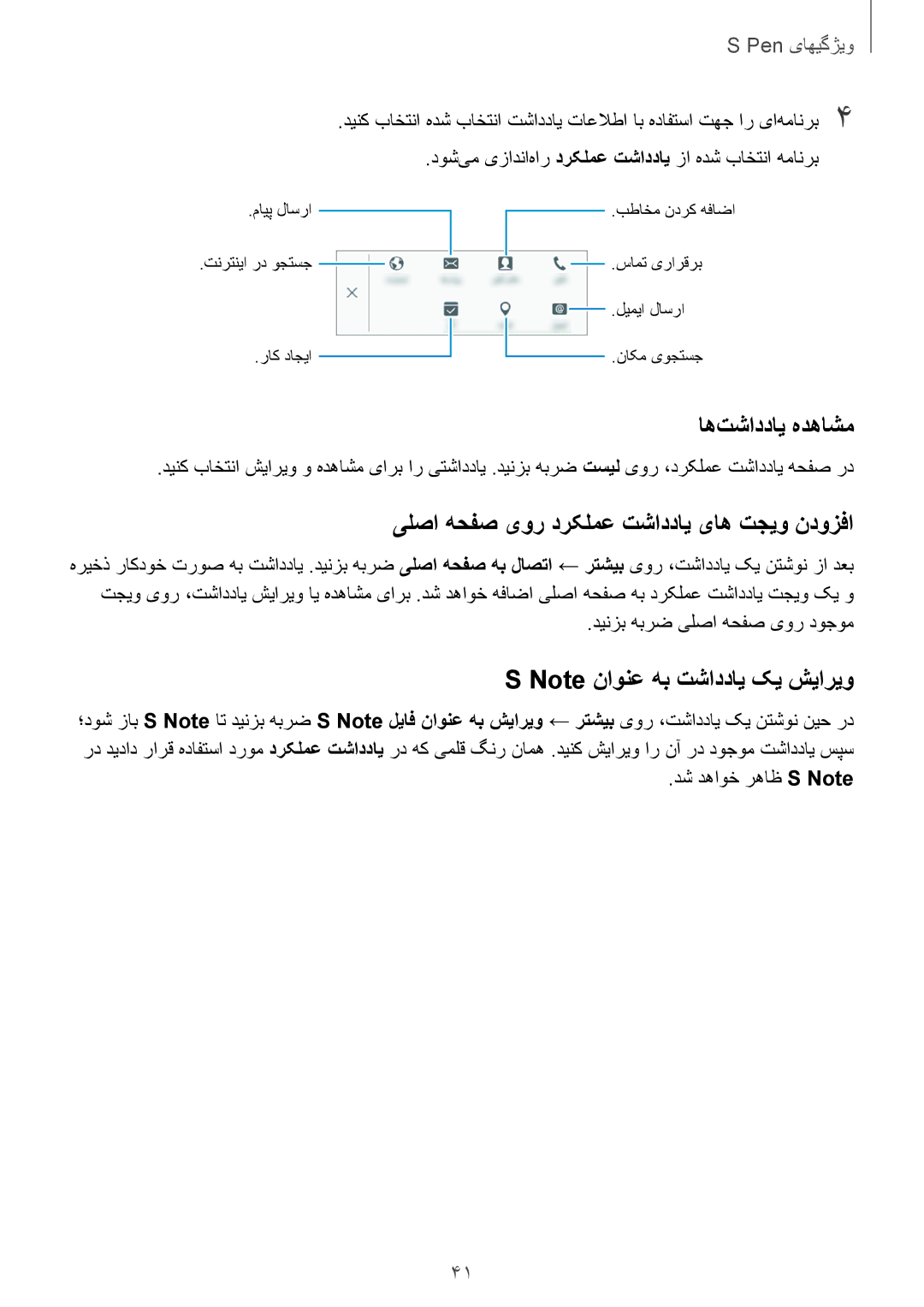 Samsung SM-P555NZAAKSA اه‌تشاددای هدهاشم, یلصا هحفص یور درکلمع تشاددای یاه تجیو ندوزفا, دینزب هبرض یلصا هحفص یور دوجوم 