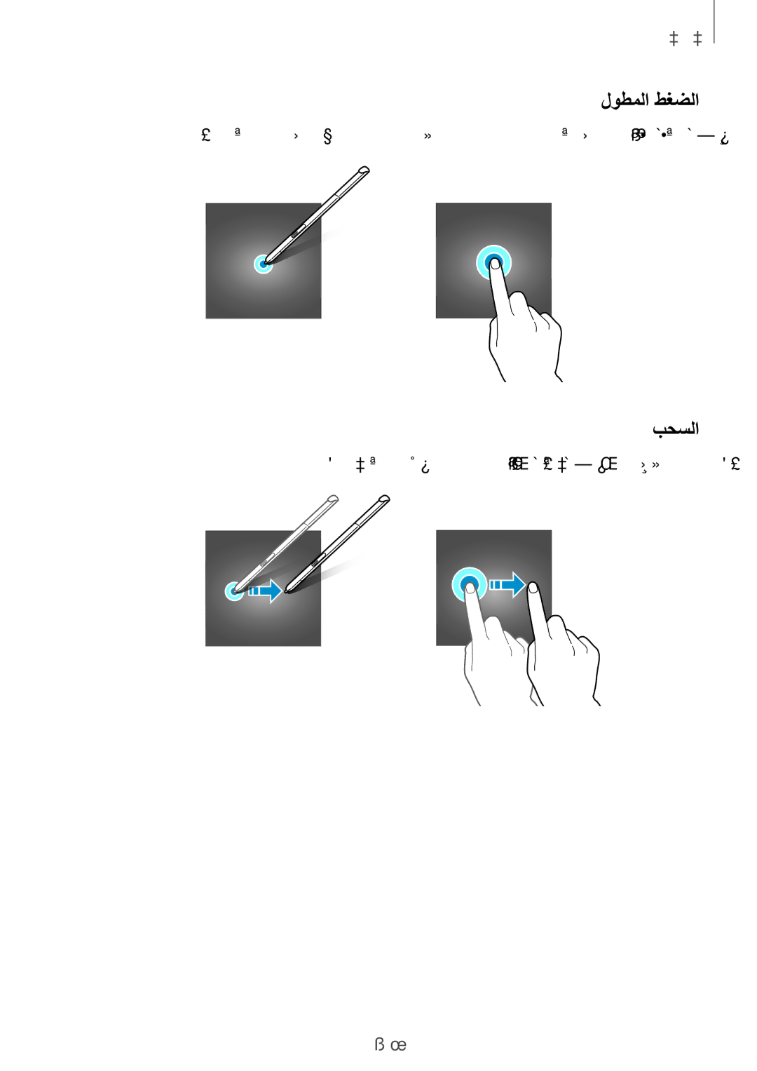 Samsung SM-P555NZWAKSA, SM-P555NZBAKSA, SM-P555NZAAKSA manual لوطملا طغضلا, بحسلا 