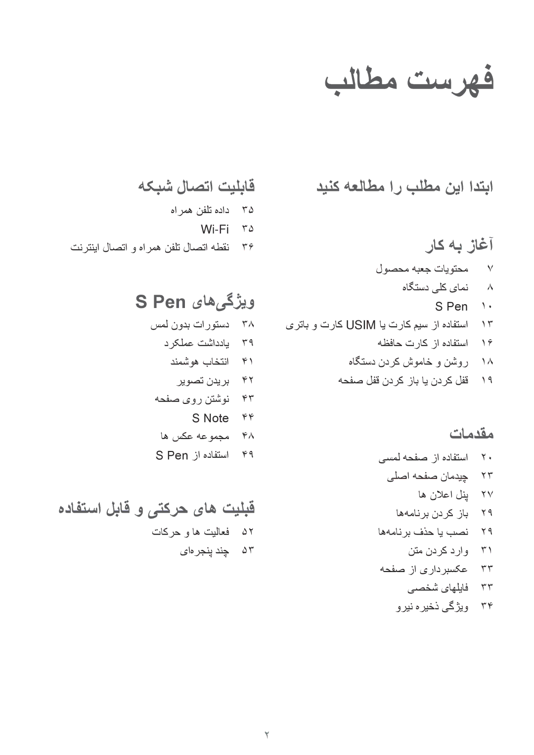 Samsung SM-P555NZAAKSA, SM-P555NZWAKSA manual بلاطم تسرهف, هارمه نفلت هداد Wi-Fi تنرتنیا لاصتا و هارمه نفلت لاصتا هطقن 