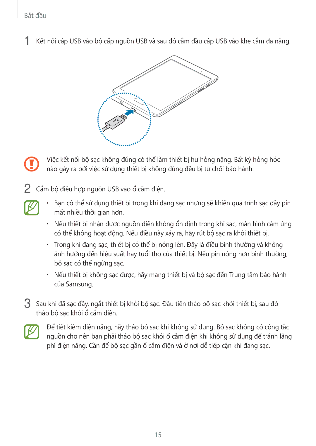 Samsung SM-P555NZAAXXV, SM-P555NZWAXXV manual Bắt đầu 