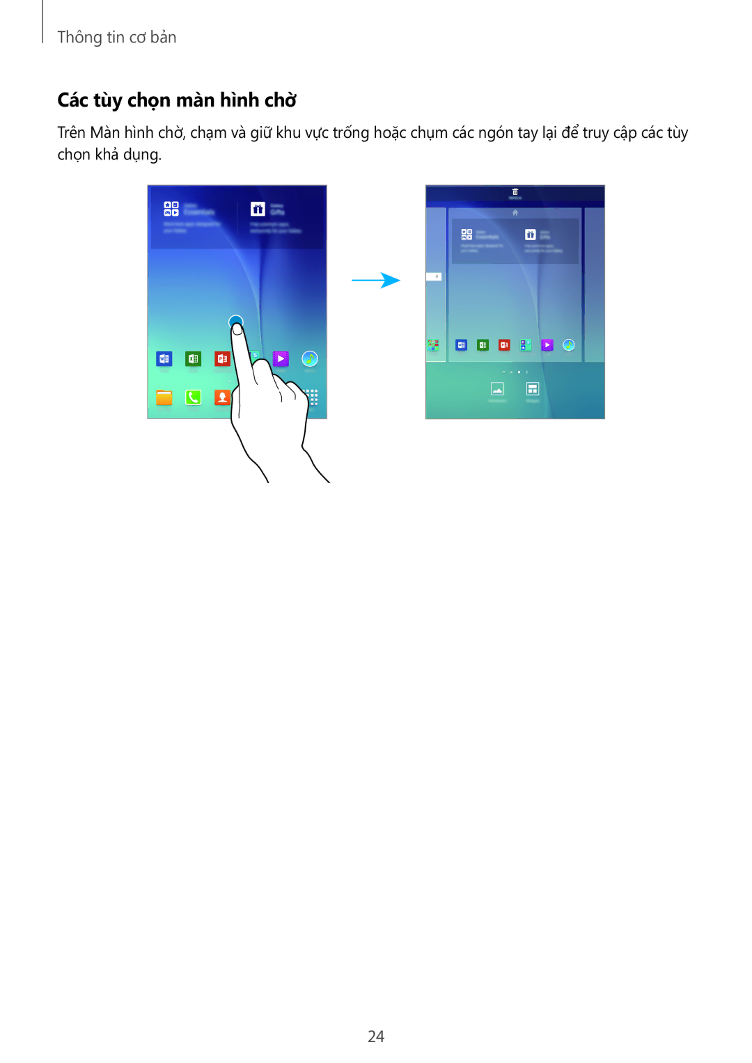 Samsung SM-P555NZWAXXV, SM-P555NZAAXXV manual Các tùy chọn màn hình chờ̀ 