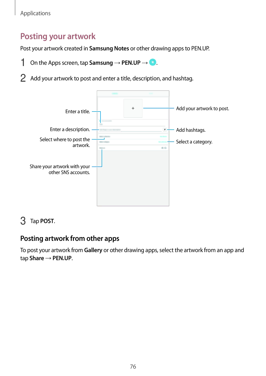 Samsung SM-P580NZWATUR, SM-P580NZKADBT, SM-P580NZKAXEF, SM-P580NZKATUR Posting your artwork, Posting artwork from other apps 