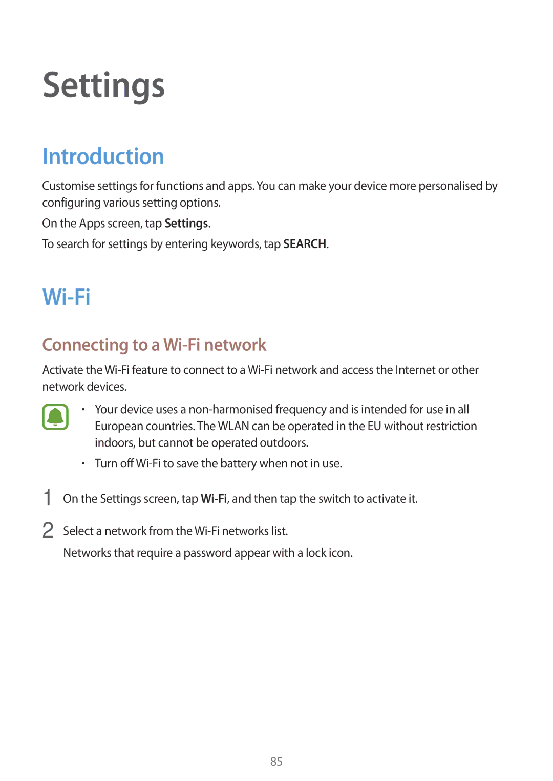 Samsung SM-P580NZWATUR, SM-P580NZKADBT, SM-P580NZKAXEF, SM-P580NZKATUR manual Introduction, Connecting to a Wi-Fi network 