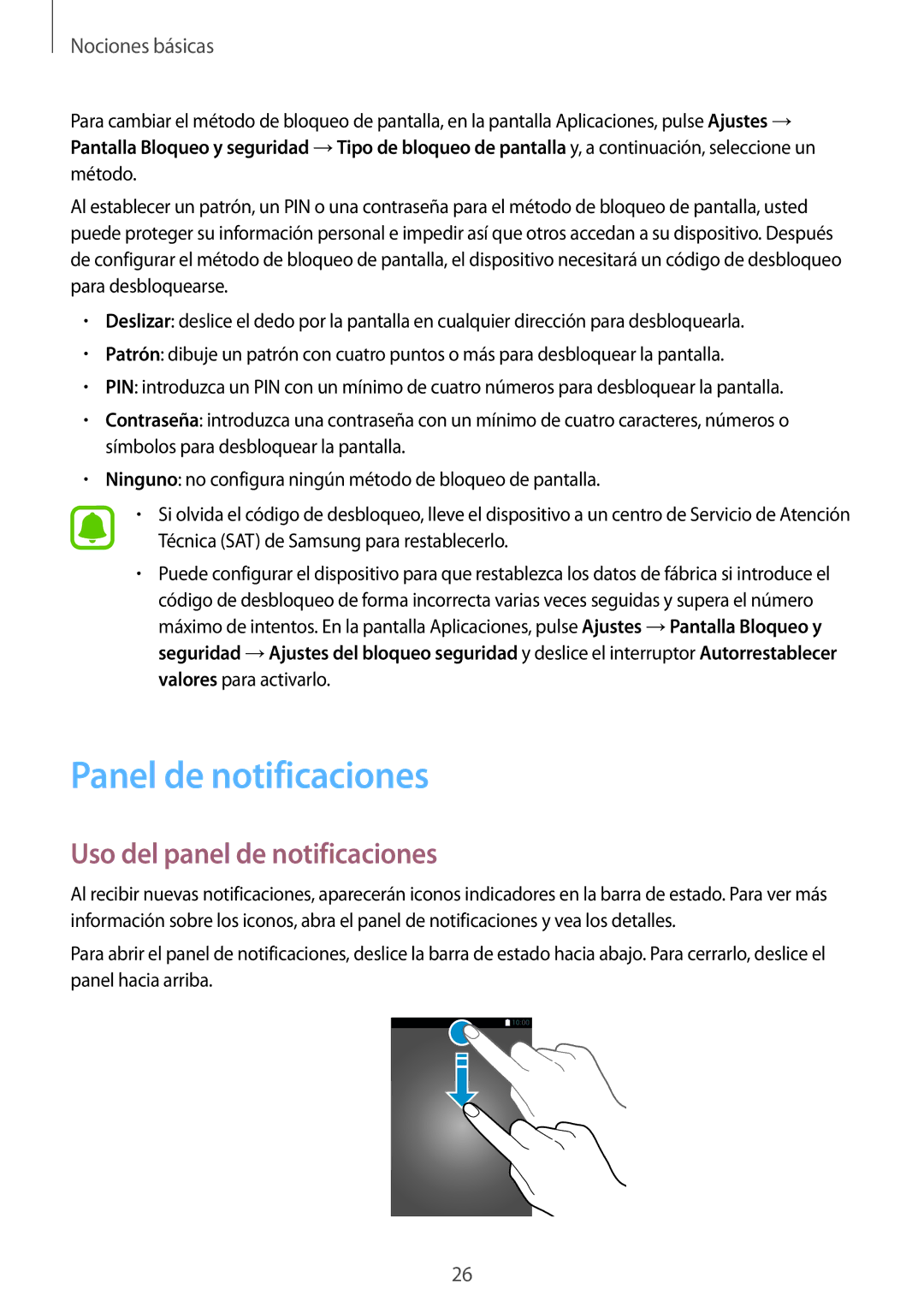 Samsung SM-P580NZKAPHE manual Panel de notificaciones, Uso del panel de notificaciones 