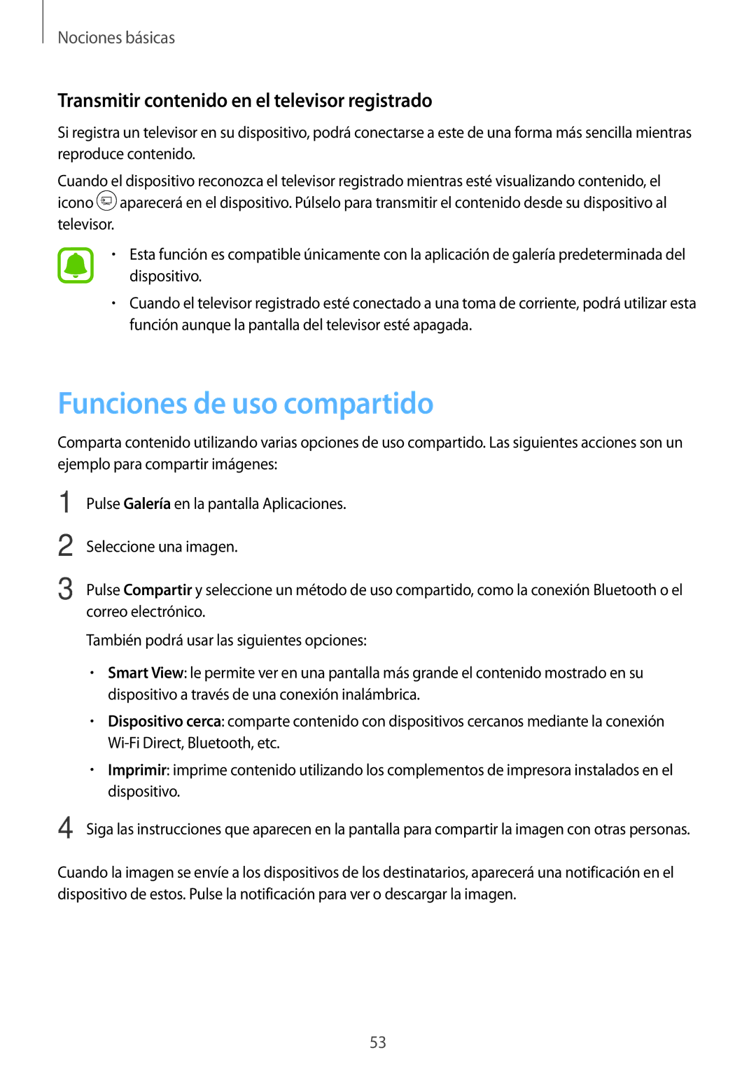 Samsung SM-P580NZKAPHE manual Funciones de uso compartido, Transmitir contenido en el televisor registrado 