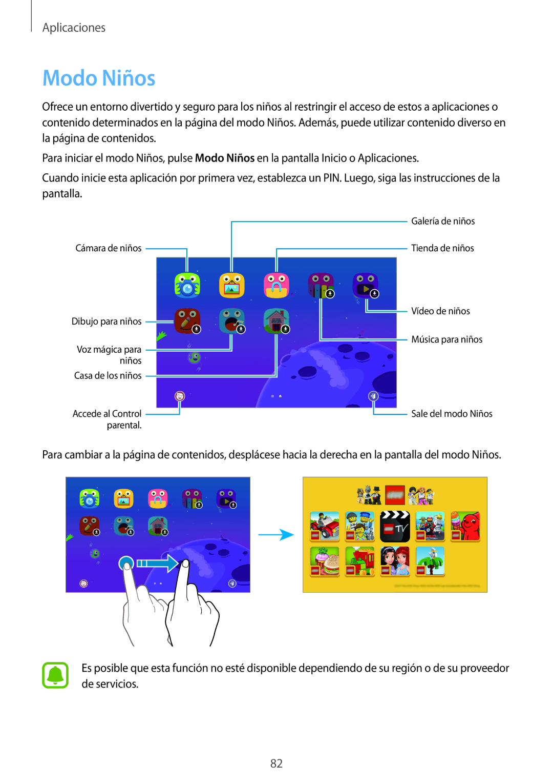 Samsung SM-P580NZKAPHE manual Modo Niños 