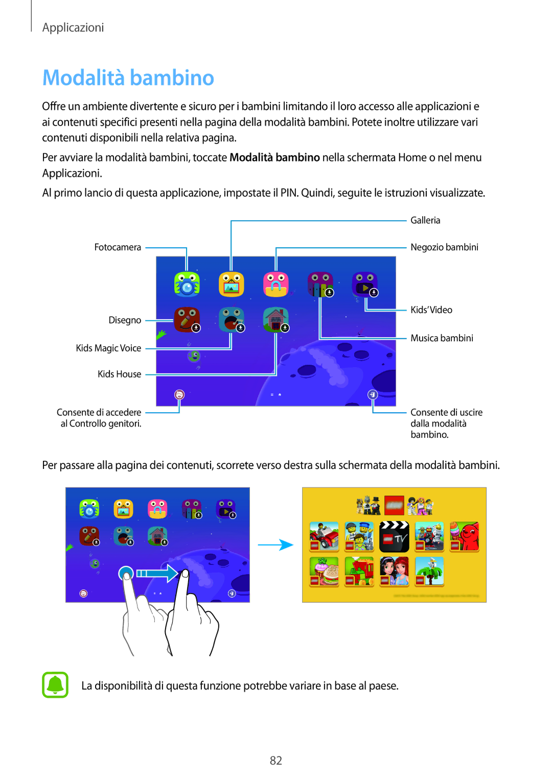 Samsung SM-P580NZKAITV, SM-P580NZKATUR, SM-P580NZWATUR manual Modalità bambino 