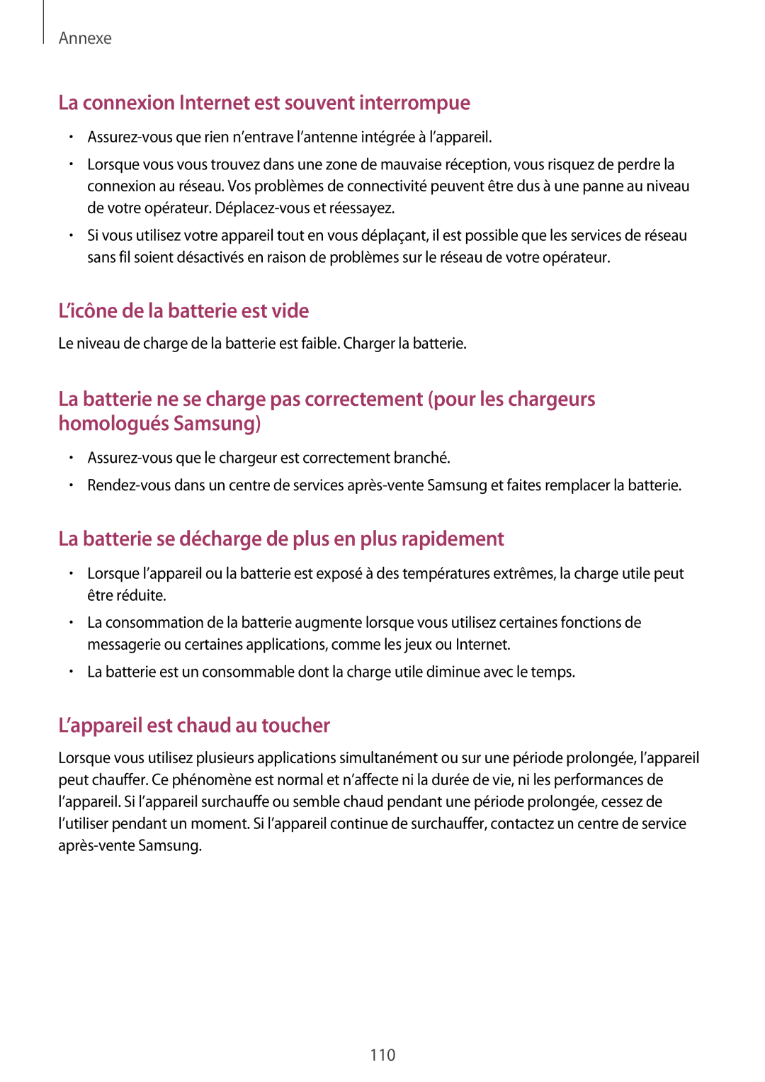 Samsung SM-P580NZKAXEF manual ’icône de la batterie est vide 