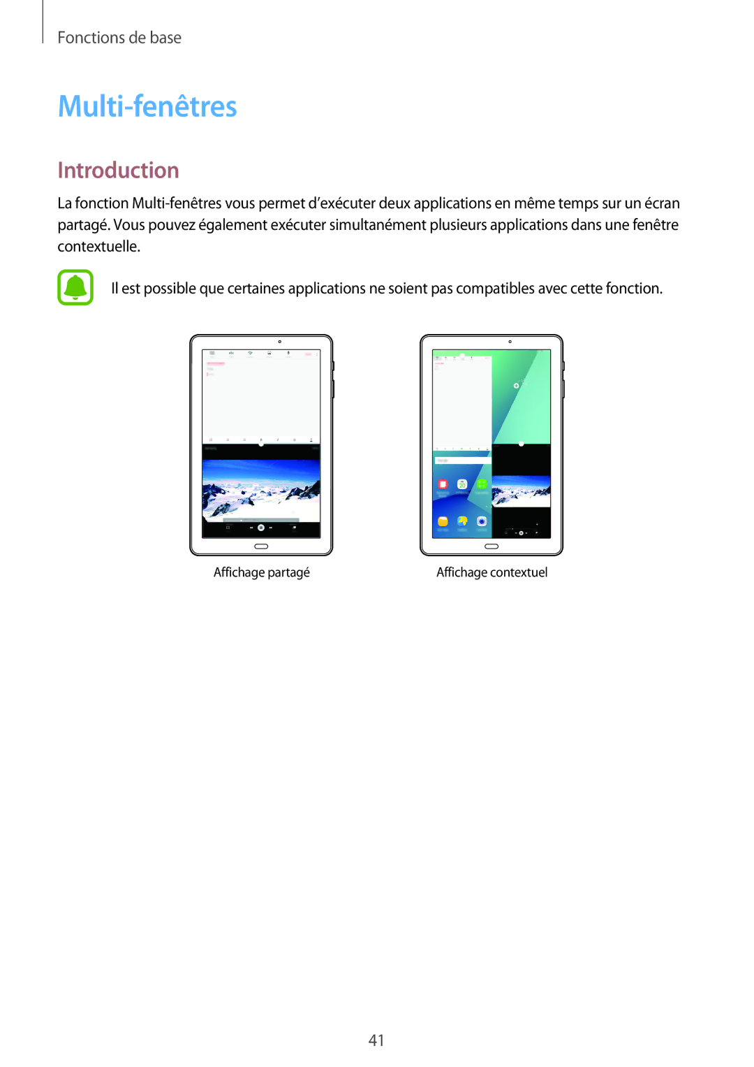 Samsung SM-P580NZKAXEF manual Multi-fenêtres, Introduction 