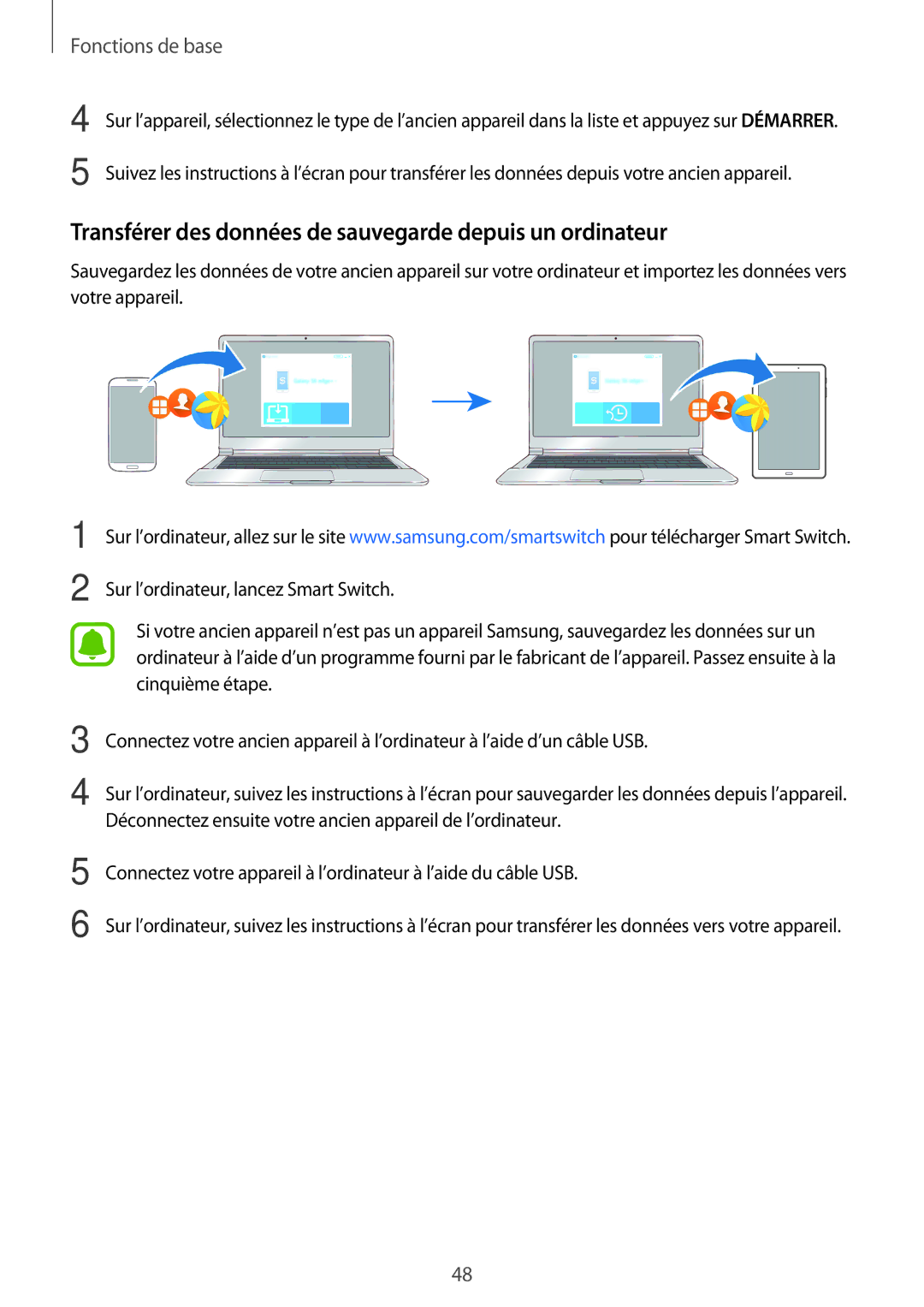 Samsung SM-P580NZKAXEF manual Transférer des données de sauvegarde depuis un ordinateur 