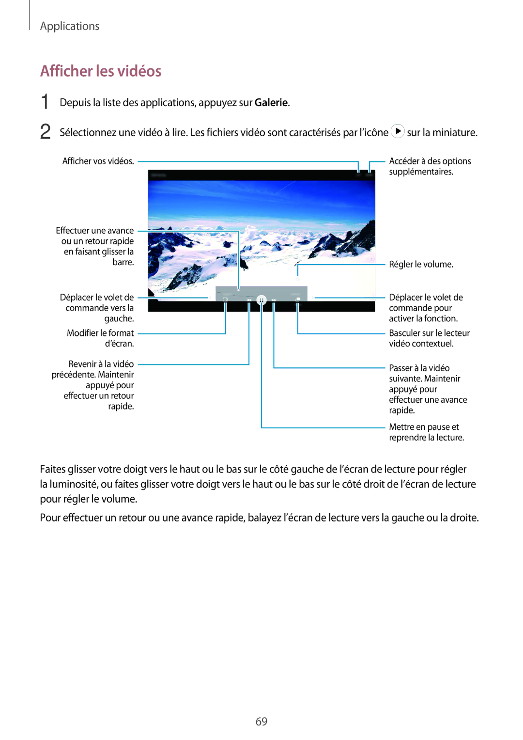 Samsung SM-P580NZKAXEF manual Afficher les vidéos, Régler le volume 