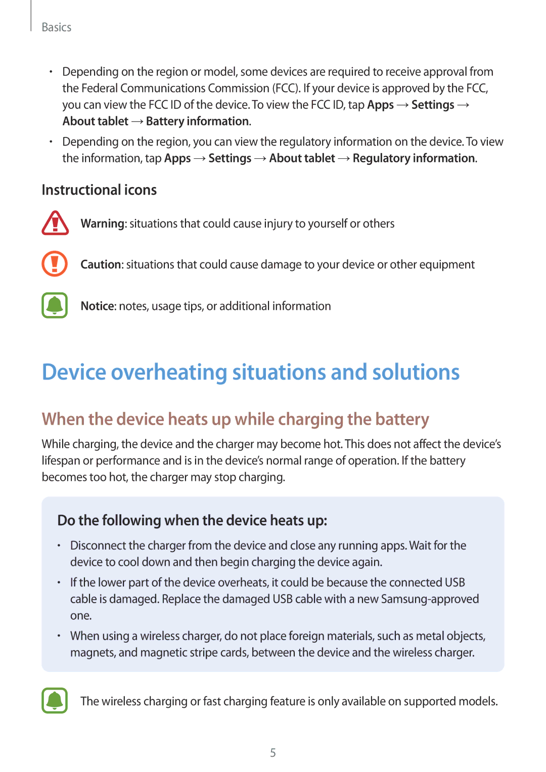 Samsung SM-P585NZWAKSA Device overheating situations and solutions, When the device heats up while charging the battery 