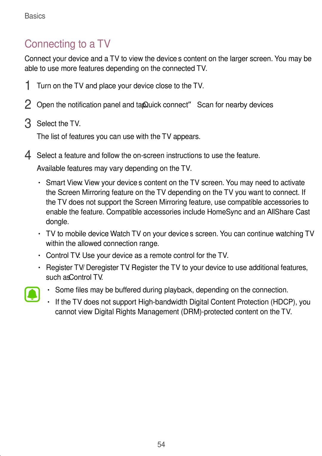 Samsung SM-P585YZWAXXV, SM-P585NZKAKSA, SM-P585NZWAKSA, SM-P585YZKAXXV manual Connecting to a TV 