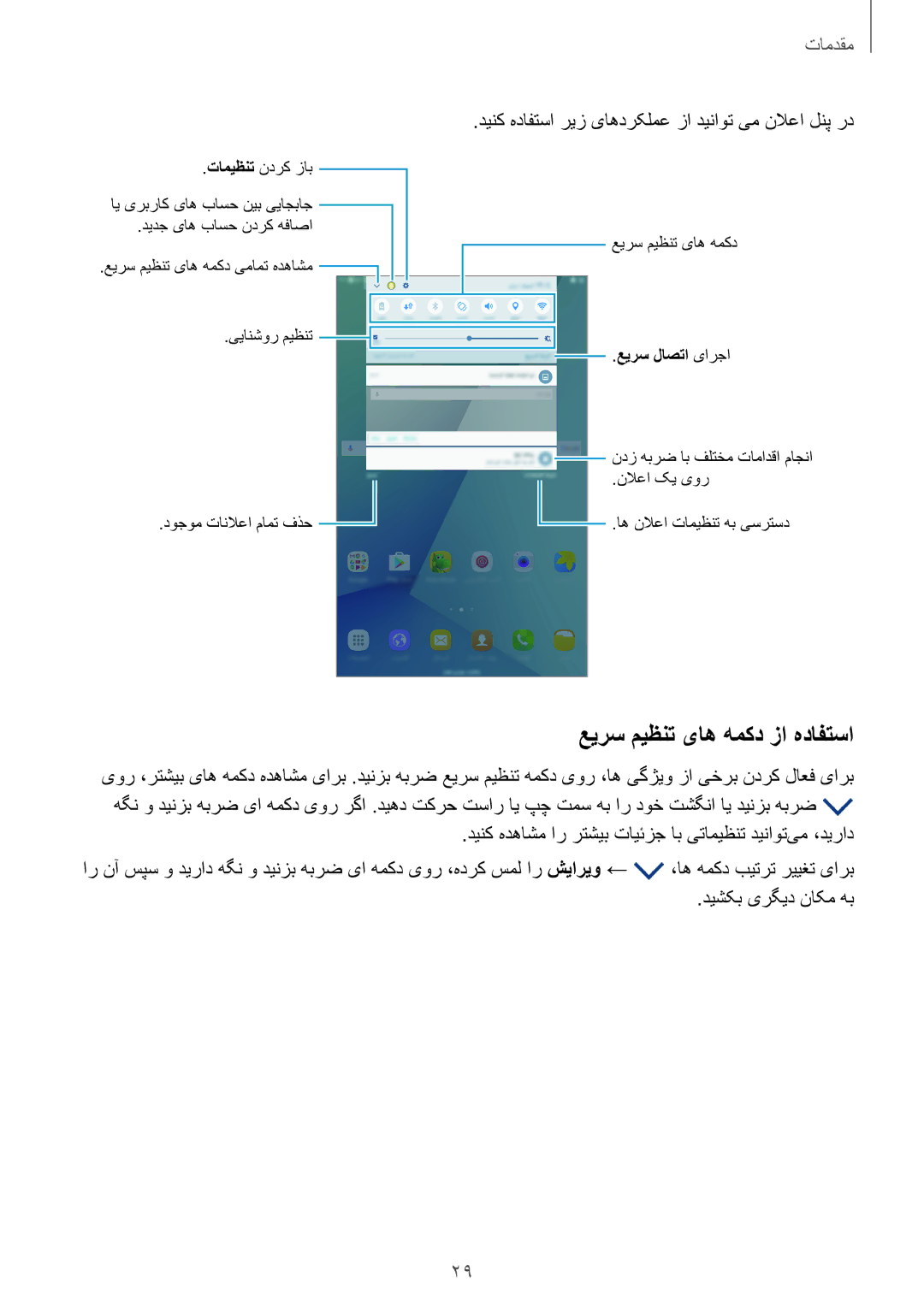 Samsung SM-P585NZWAKSA manual عیرس میظنت یاه همکد زا هدافتسا, دینک هدافتسا ریز یاهدرکلمع زا دیناوت یم نلاعا لنپ رد 