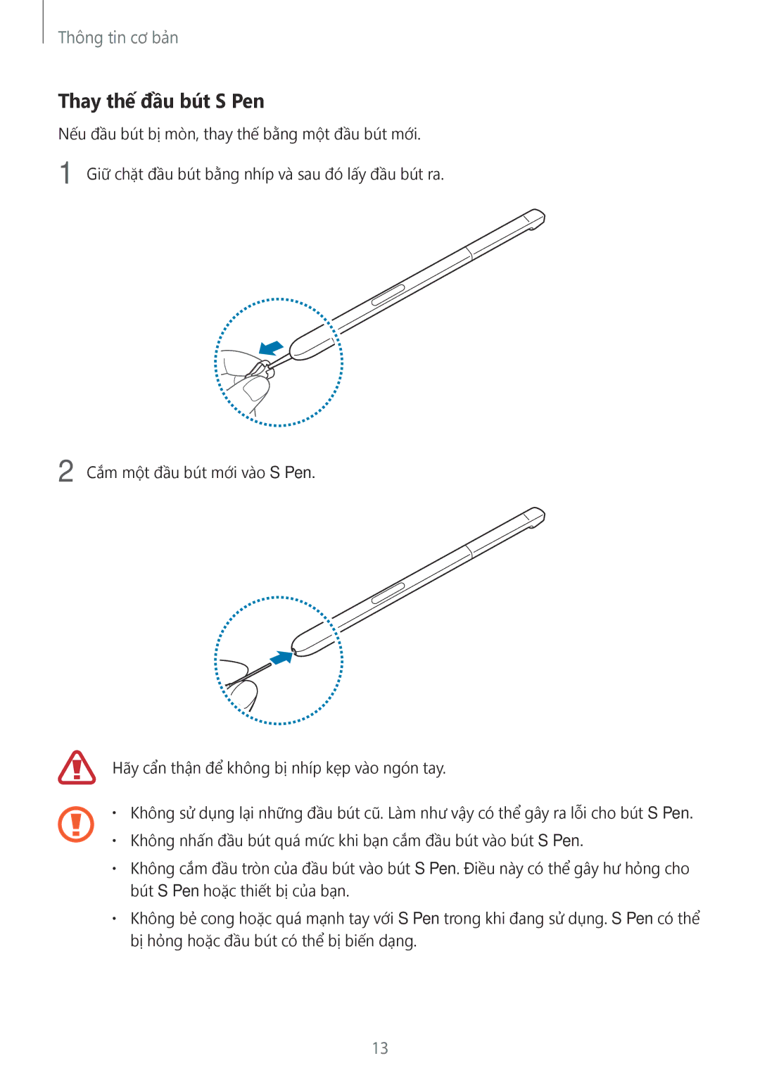 Samsung SM-P585YZKAXXV, SM-P585YZWAXXV manual Thay thế đầu bút S Pen 