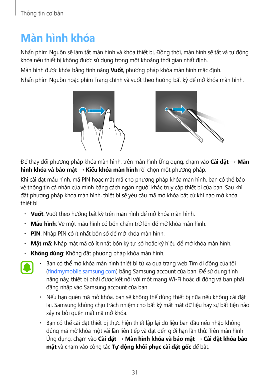 Samsung SM-P585YZKAXXV, SM-P585YZWAXXV manual Màn hình khóa 