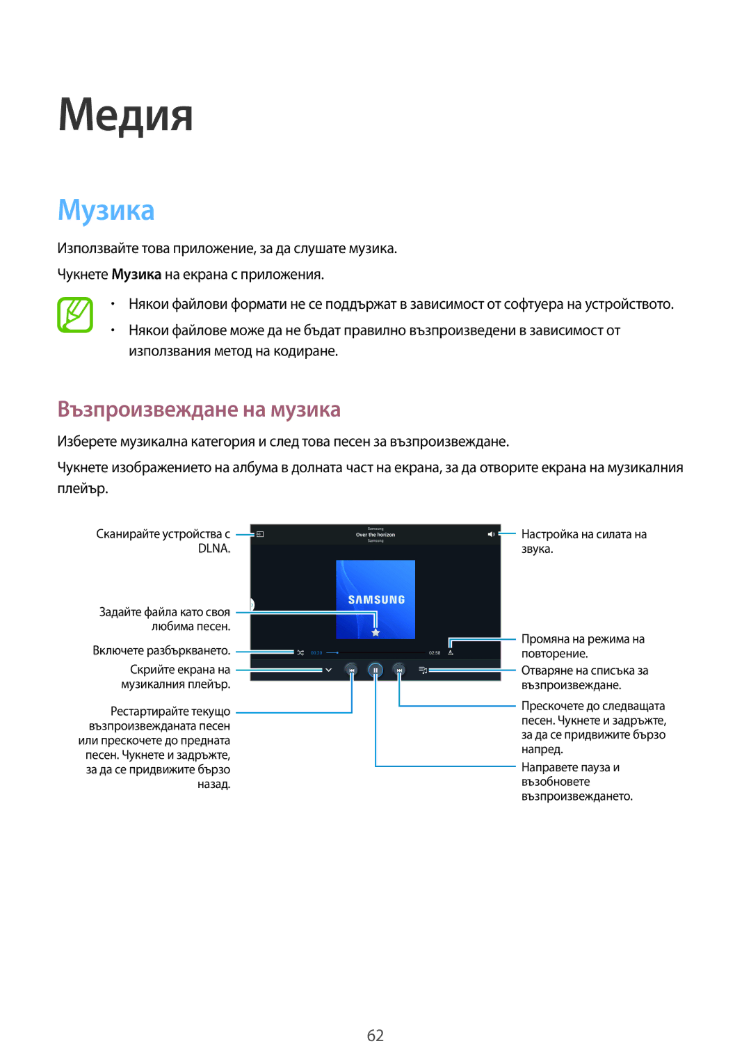 Samsung SM-P6000ZKABGL, SM-P6000ZWABGL manual Музика, Възпроизвеждане на музика 
