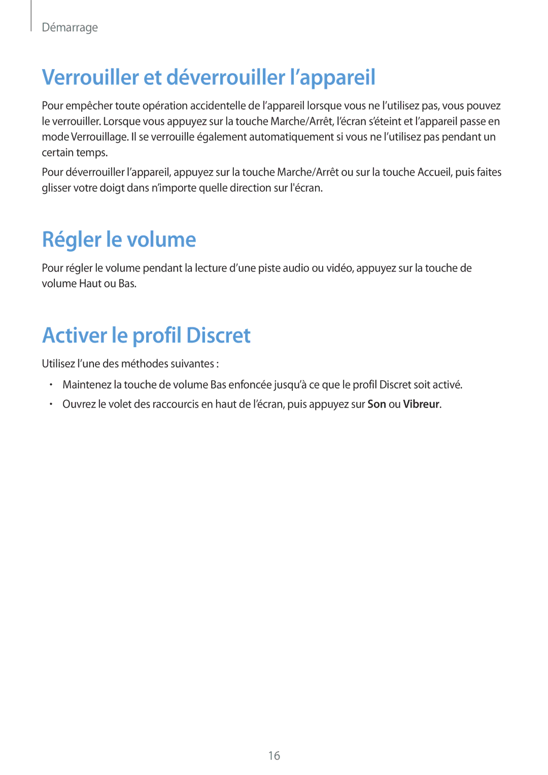 Samsung SM-P6000ZKAXEF manual Verrouiller et déverrouiller l’appareil, Régler le volume, Activer le profil Discret 
