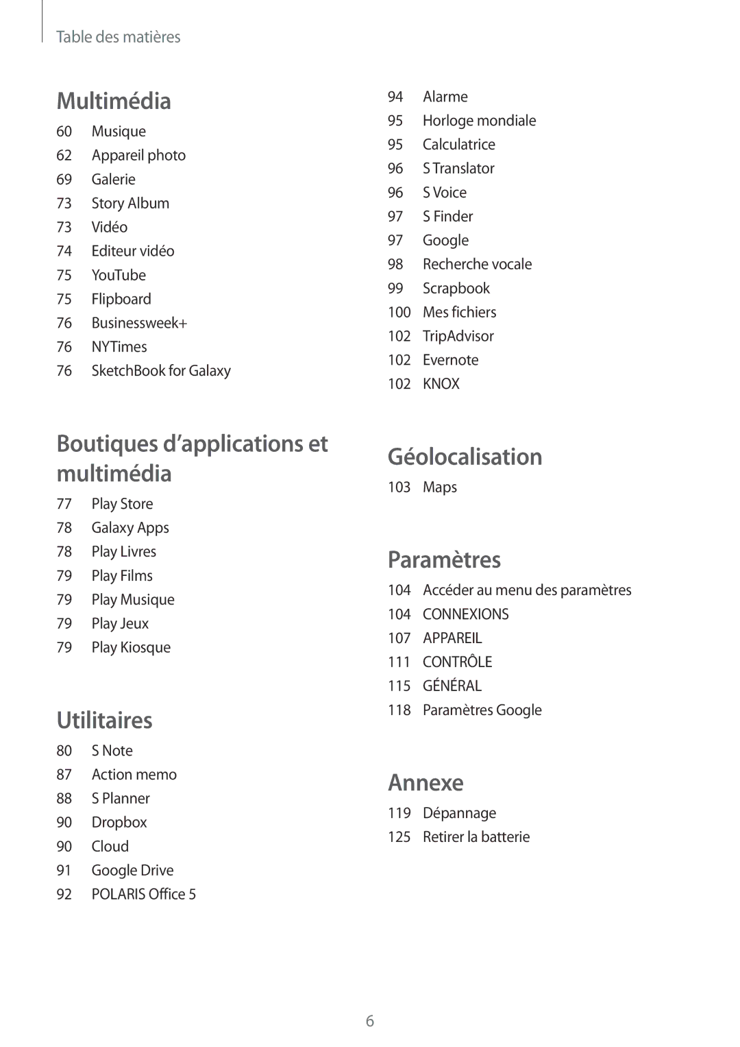 Samsung SM-P6000ZKAXEF, SM-P6000ZWAXEF manual Géolocalisation 