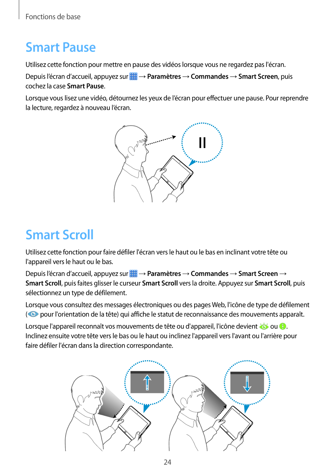 Samsung SM-P6000ZKAXEF, SM-P6000ZWAXEF manual Smart Pause, Smart Scroll 