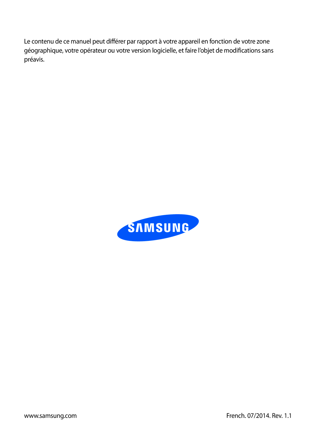 Samsung SM-P6000ZKAXEF, SM-P6000ZWAXEF manual French /2014. Rev 