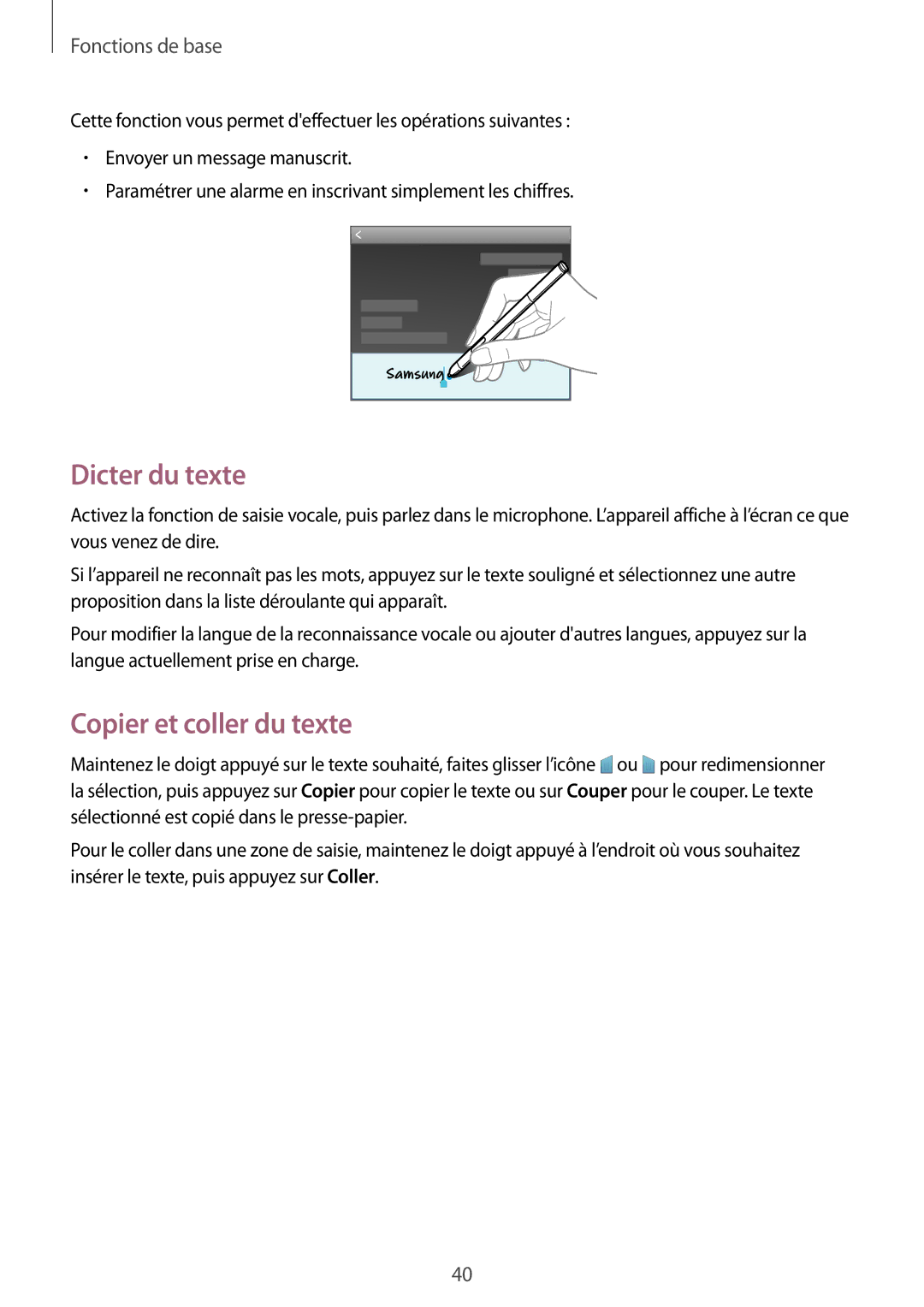 Samsung SM-P6000ZKAXEF, SM-P6000ZWAXEF manual Dicter du texte, Copier et coller du texte 