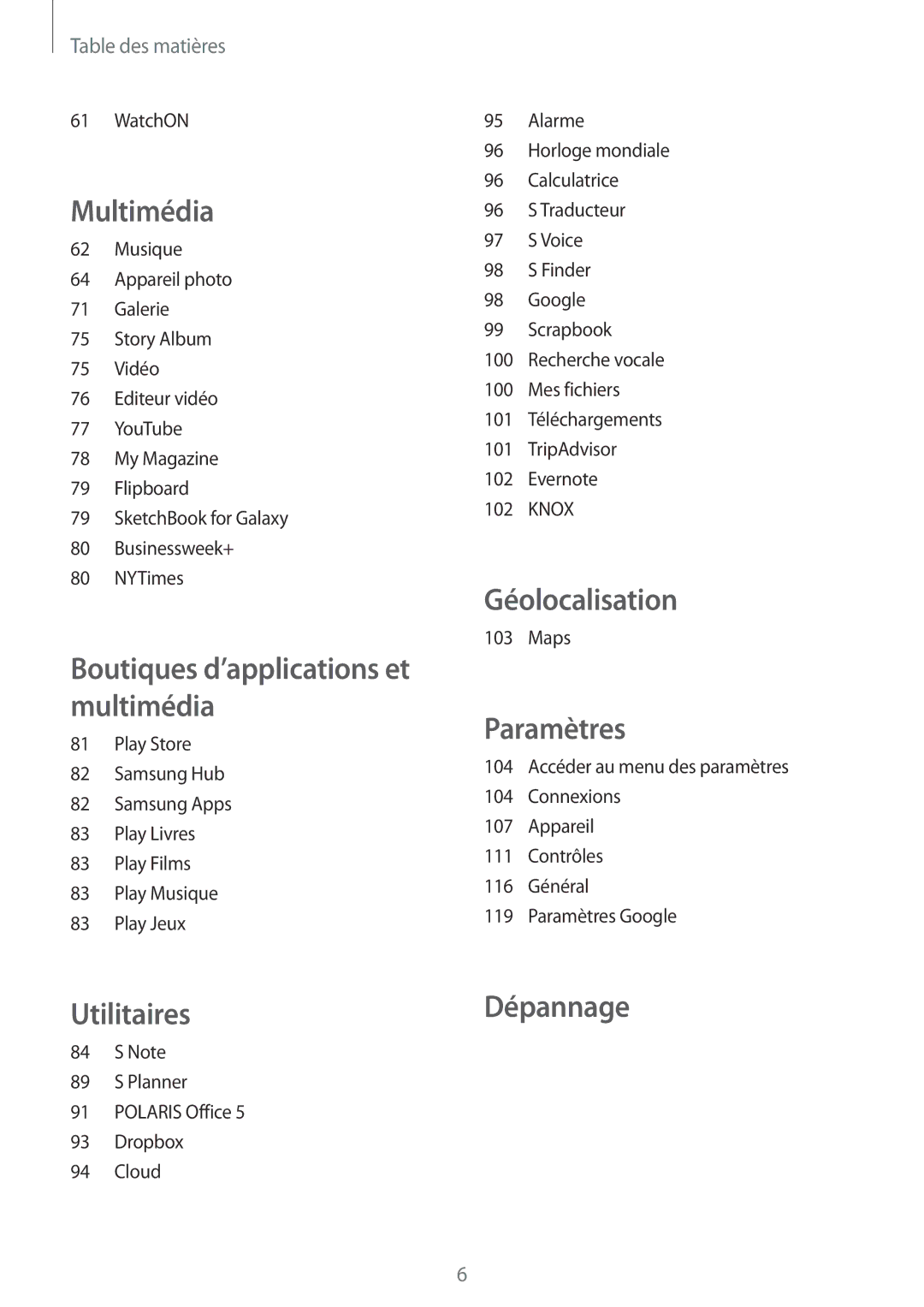 Samsung SM-P6000ZKAXEF, SM-P6000ZWAXEF manual Géolocalisation 