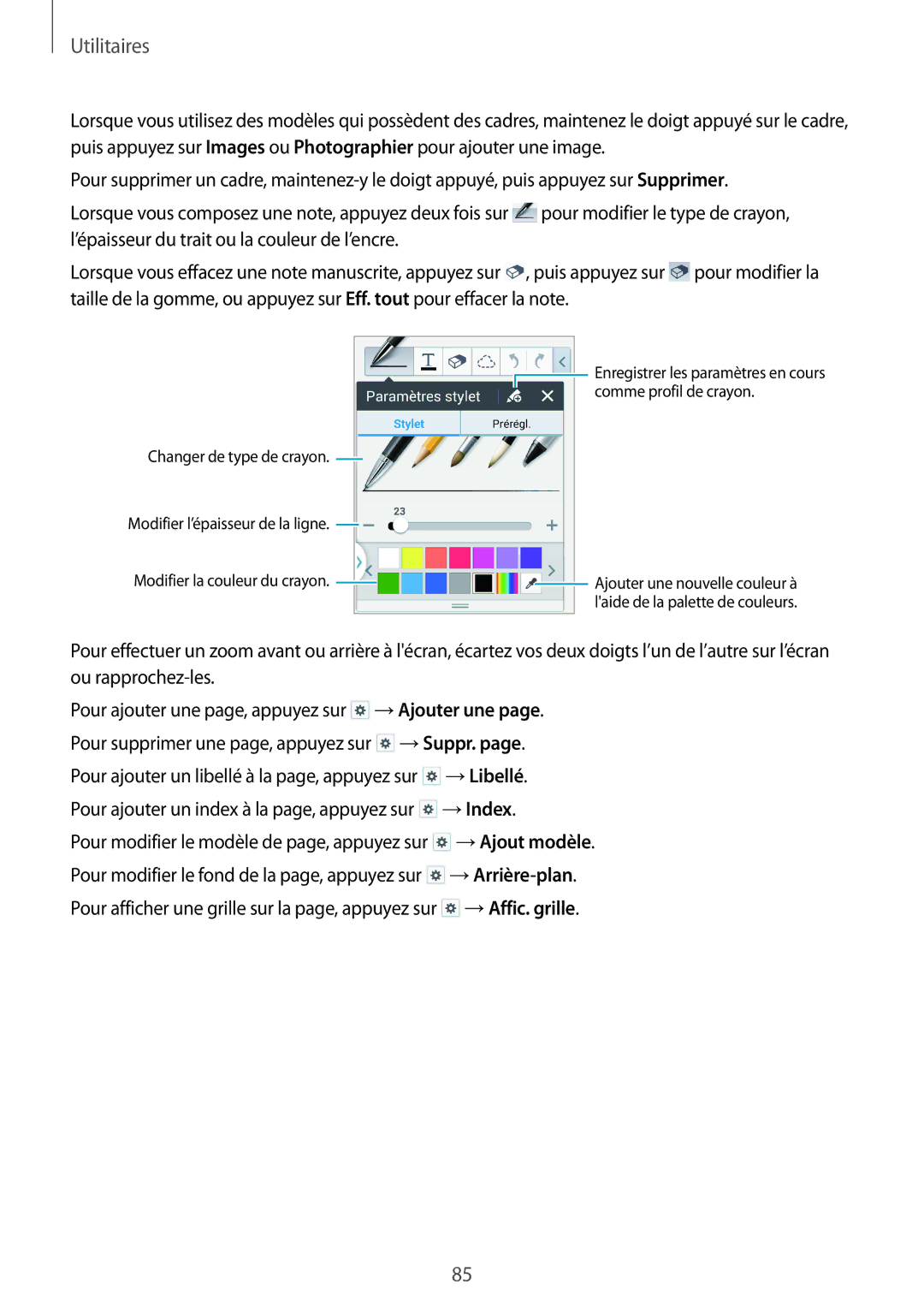 Samsung SM-P6000ZWAXEF, SM-P6000ZKAXEF manual Utilitaires 