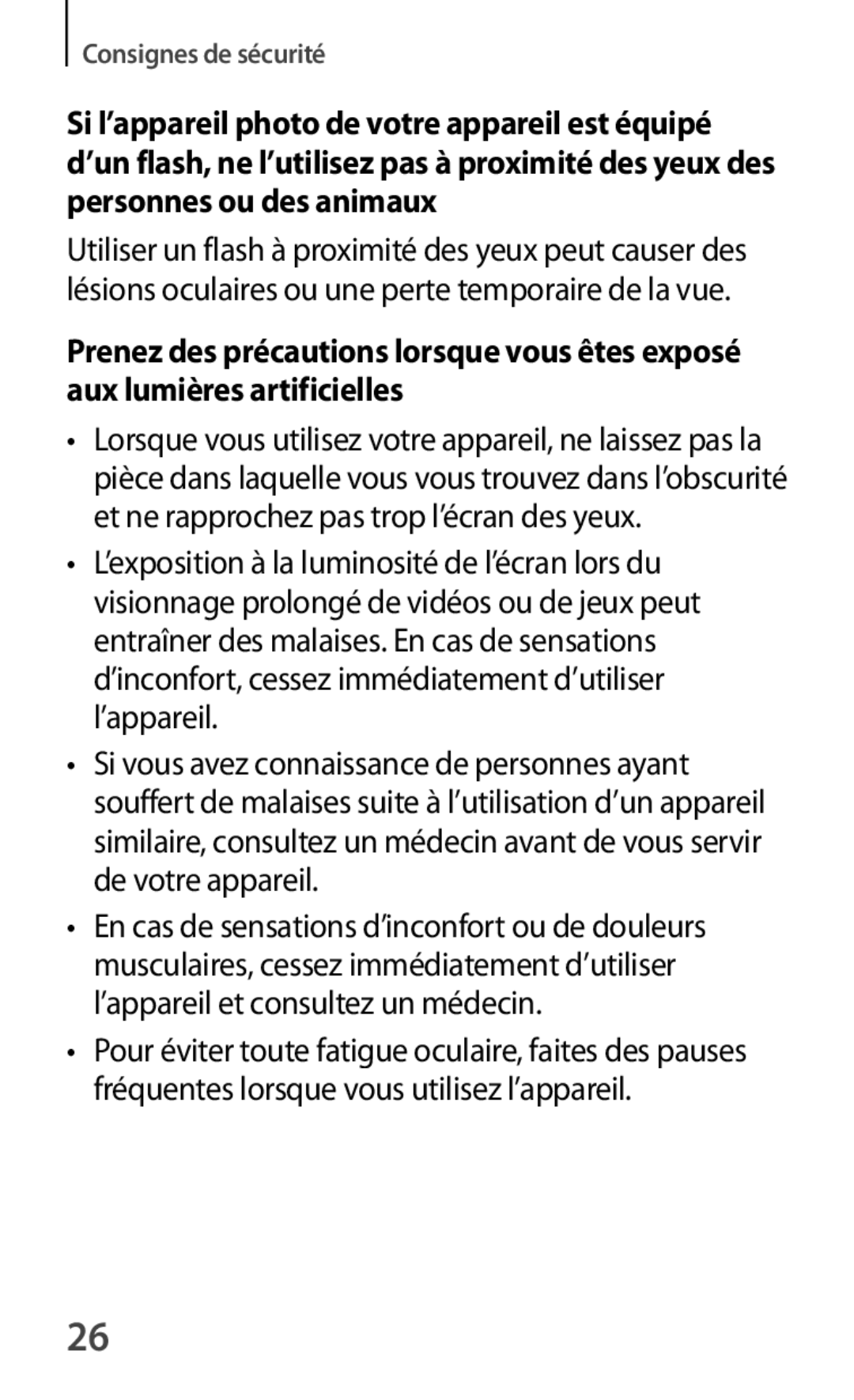 Samsung SM-P6000ZKAXEF, SM-P6000ZWAXEF manual Consignes de sécurité 