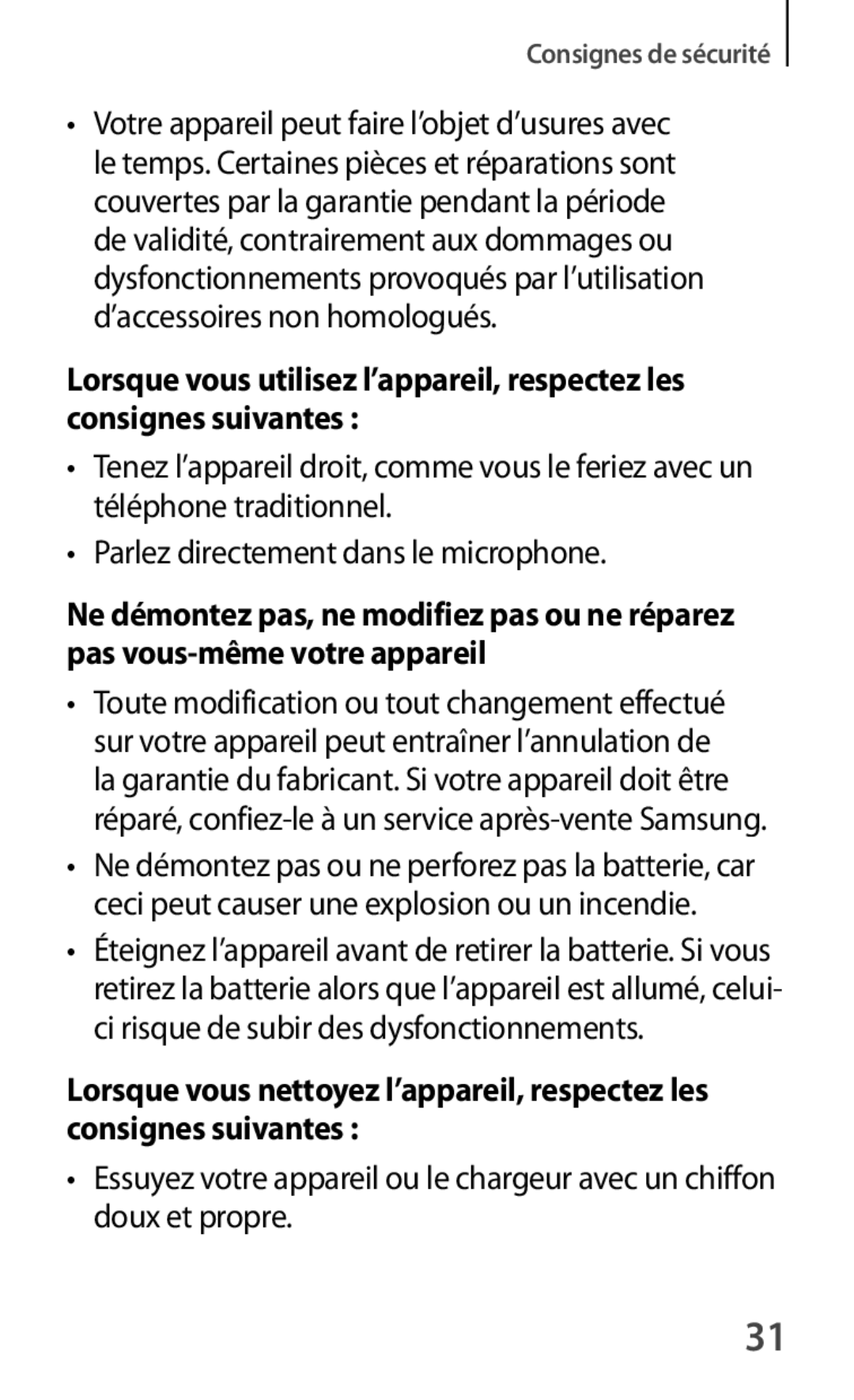 Samsung SM-P6000ZWAXEF, SM-P6000ZKAXEF manual Consignes de sécurité 