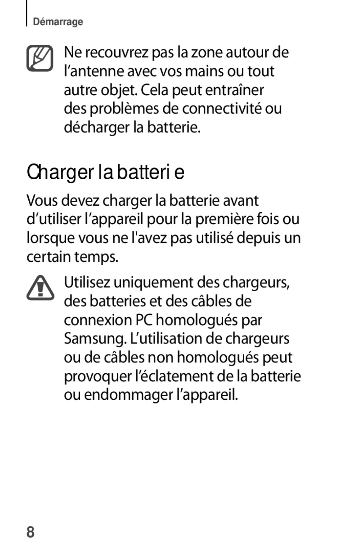 Samsung SM-P6000ZKAXEF, SM-P6000ZWAXEF manual Charger la batterie 