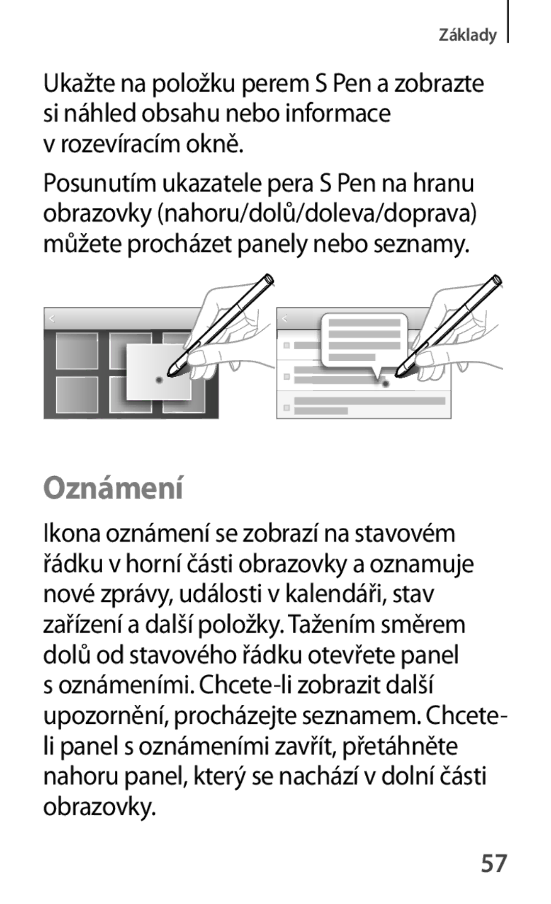 Samsung SM-P6000ZWAATO, SM-P6000ZWAXEO, SM-P6000ZKAATO, SM-P6000ZWAEUR, SM-P6000ZKEATO manual Oznámení, Rozevíracím okně 